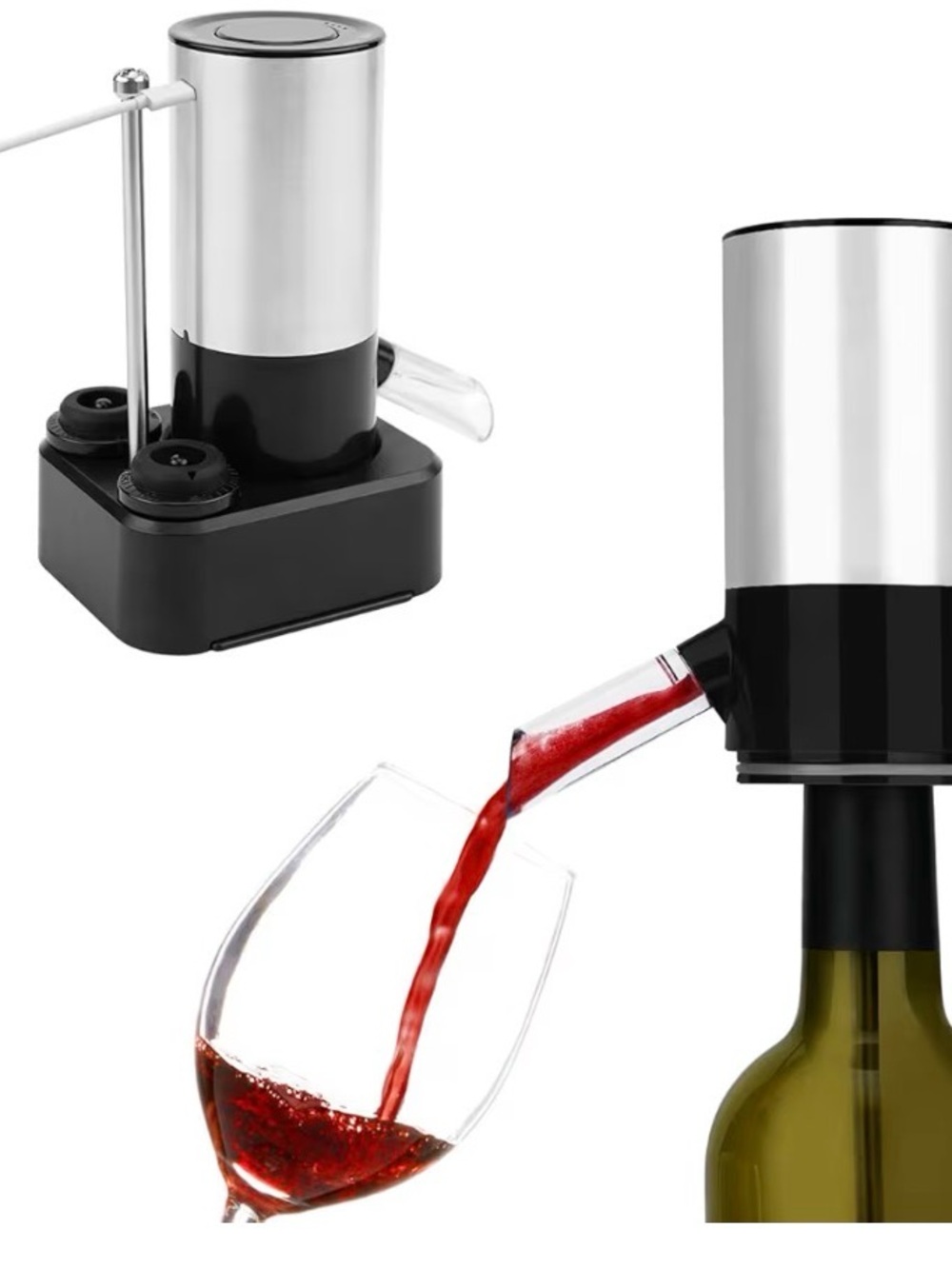 NEW KITCHENDAO Rechargeable Electric Wine Aerator Dispenser and Wine Saver Pump